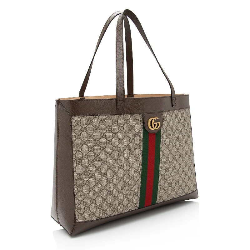 Ladies Gucci shoulder bags with a wide - width strapGucci GG Supreme Ophidia Medium Soft Tote (SHF-YgqXHj)