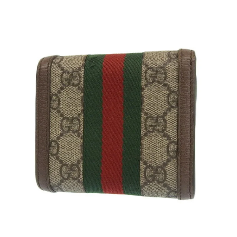 Women Gucci bags with a detachable mirror insideGUCCI Ophidia GG Supreme Bifold Wallet 598662 Beige/Brown Women's