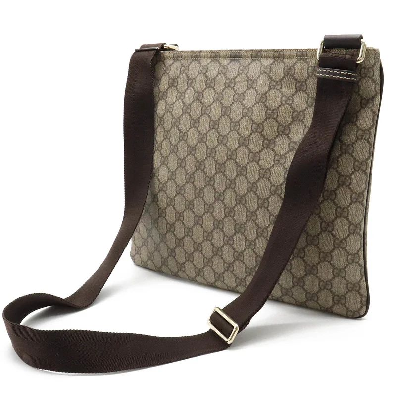 Gucci Marmont bags for women with a contrast - colored interiorGUCCI GG Supreme Plus Shoulder Bag PVC Leather Beige Brown Dark 201446