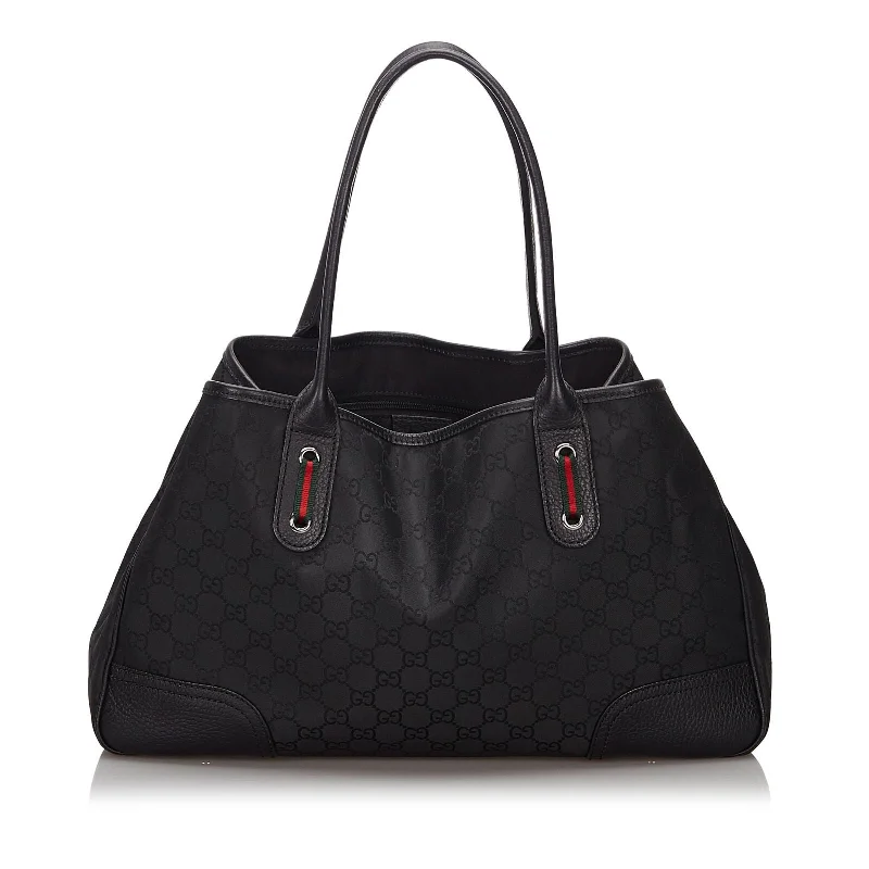 Gucci backpacks for women with a hidden back pocketGucci Black Canvas Fabric GG Princy Tote Bag Italy