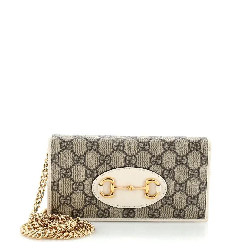 Women Gucci bags with a detachable mirror insideGucci Horsebit Chain Wallet Gg Coated