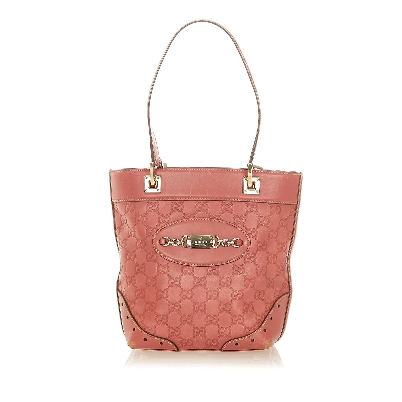 Women Gucci bags with a chain - link trim and a leather bodyGucci Guccissima Punch Tote Bag (SHG-19979)