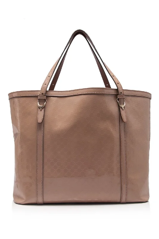 Gucci handbags for women with a back - zip pocketGucci Brown Microguccissima Patent Leather Nice Tote Bag Italy