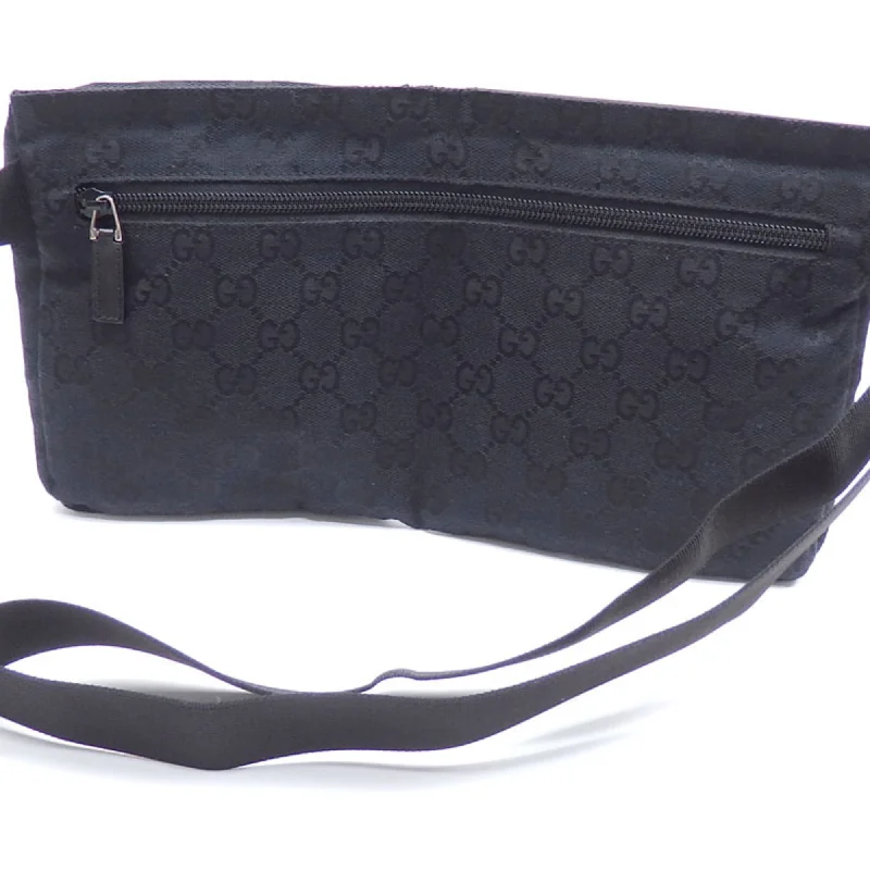 Gucci Marmont bags for women with a snakeskin - effect panelGUCCI Body Bag Black GG Canvas Leather 28556 Waist Pouch Women's Men's