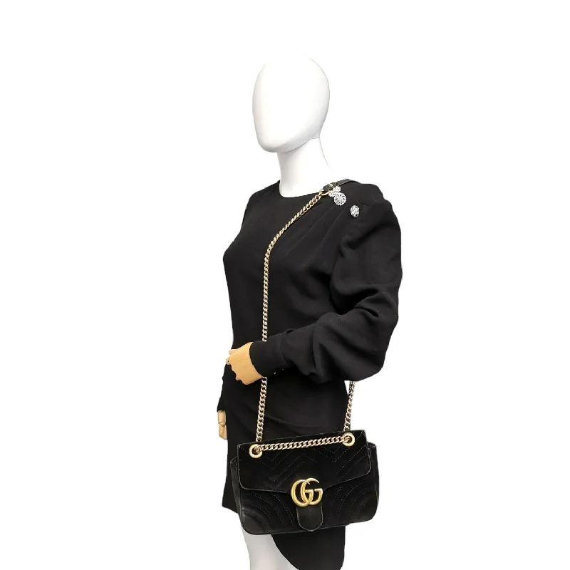 Gucci Marmont bags for women with gold - toned hardwareGucci GG Marmont Small Black Velvet