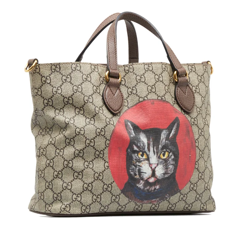 Women Gucci Sylvie bags with a leather - wrapped handleGUCCI GG Supreme Mystic Cat Satchel