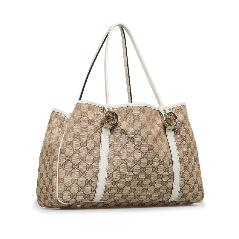 Women Gucci bags with a detachable mirror insideGucci GG Canvas Twins Tote Bag (SHG-ZN7C76)