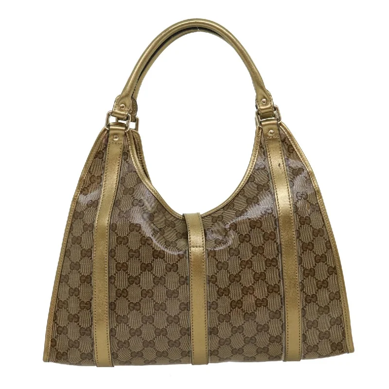 Medium - sized Women Gucci handbags for everyday useGUCCI GG Canvas Shoulder Bag Coated Canvas Beige Gold  30355