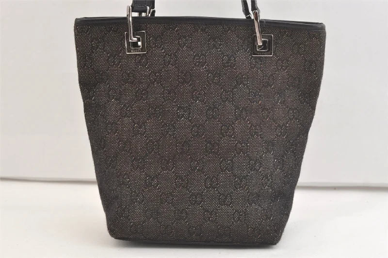 Ladies Gucci shoulder bags with a single - handle designAuthentic GUCCI Shoulder Tote Bag Purse GG Canvas Leather 31244 Black 3260K