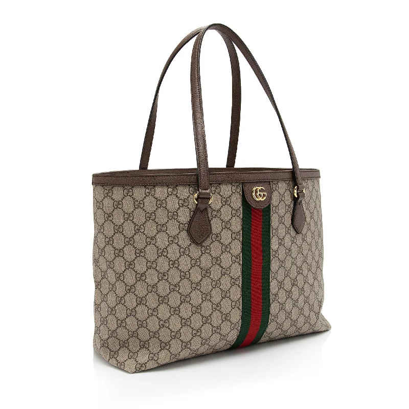 Ladies Gucci Dionysus bags in a pastel colorGucci GG Supreme Ophidia Medium Shopping Tote (SHF-ZMdf0x)