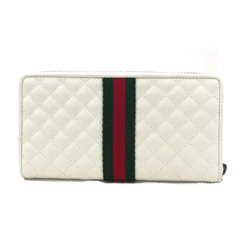 Gucci backpacks for women with a hidden back pocketGUCCI Round Zipper Long Wallet Sherry Line Double G Leather White Unisex 536450