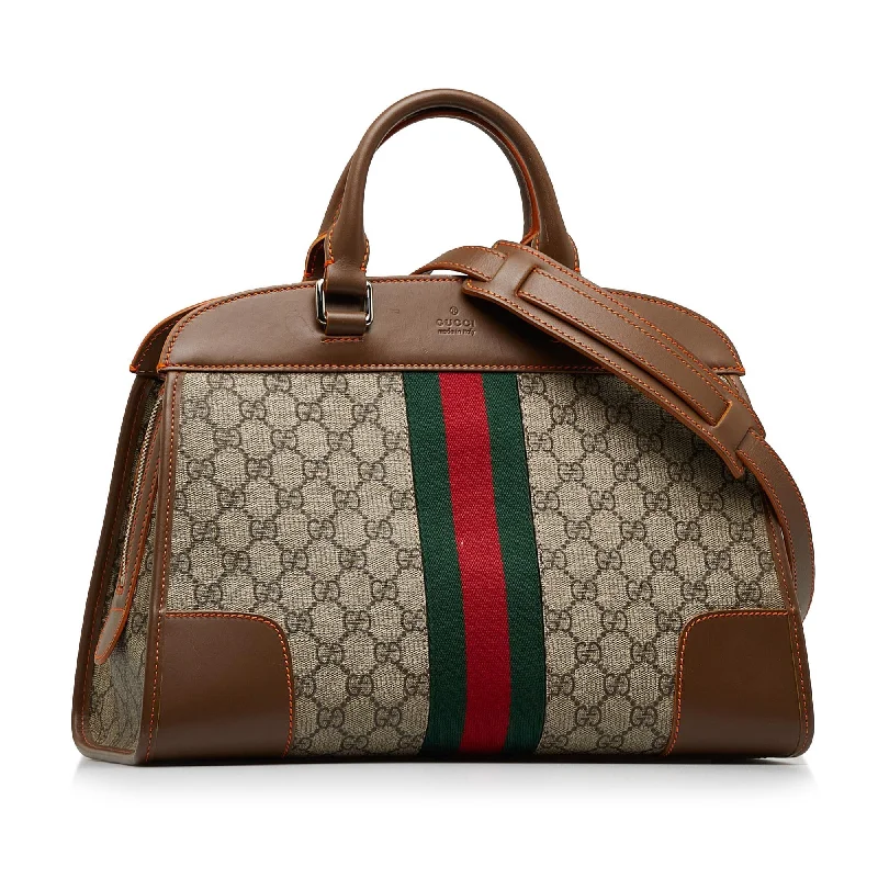 Women Gucci crossbody bags in a bold red colorGucci GG Supreme Web Duffle Tote (SHG-a5gr4F)