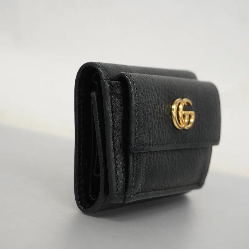 Women Gucci crossbody bags in a bold red colorGUCCI  GG Marmont Gold Hardware 523277 Women's Leather Wallet [tri-fold]