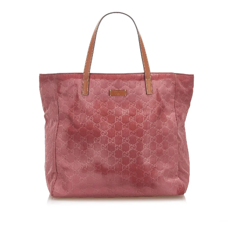 Women Gucci Sylvie bags with a leather - wrapped handleGucci GG Nylon Tote Bag (SHG-18050)