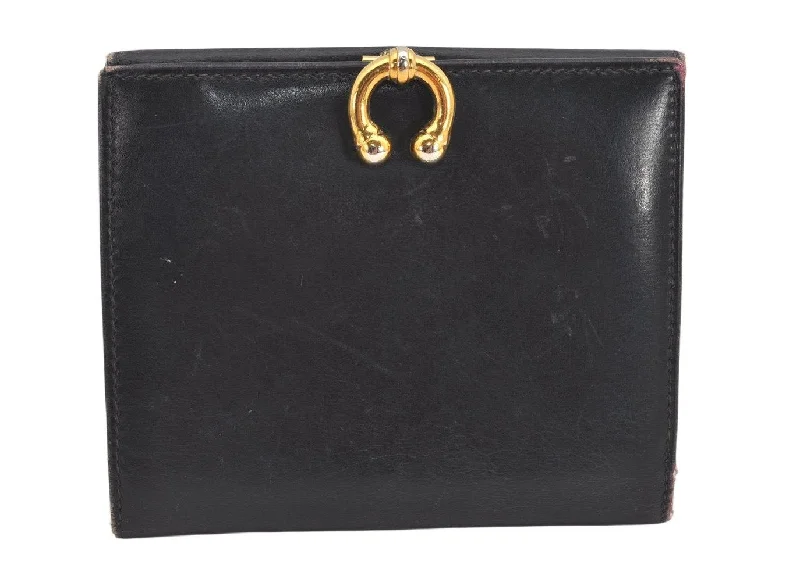 Gucci handbags for women with a metal - framed claspAuthentic GUCCI Vintage Bifold Wallet Purse Leather Navy Blue 3106K