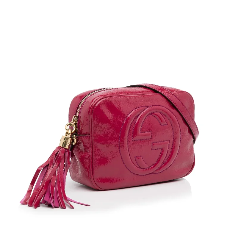 Women Gucci crossbody bags with a keychain holderGucci Soho Disco Patent Crossbody Bag (SHG-dj4847)