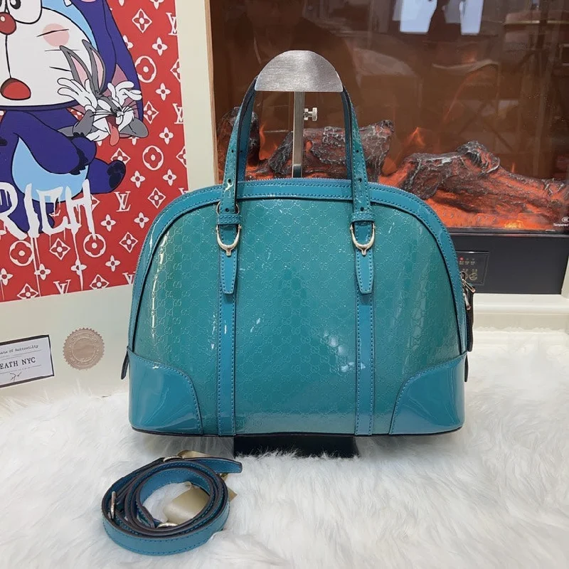 Gucci backpacks for women with a hidden back pocketGucci Blue Alma Bag Medium Size Leather Handbag