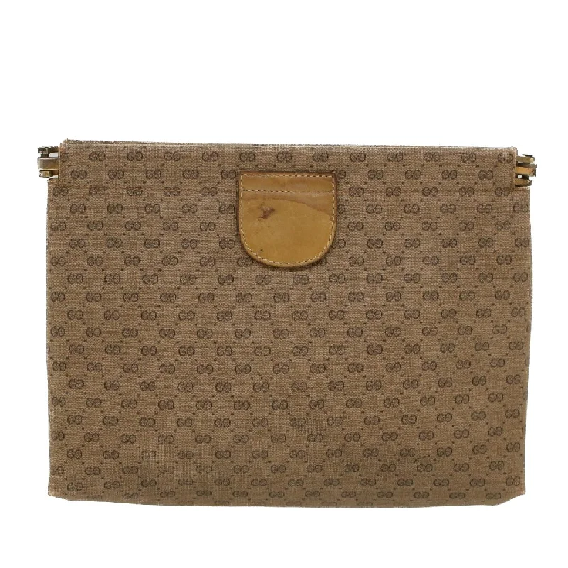 Women Gucci bags with a magnetic snap closure for easy accessGUCCI Micro GG Canvas Clutch Bag PVC Leather Beige 67-039-5229  ep1090