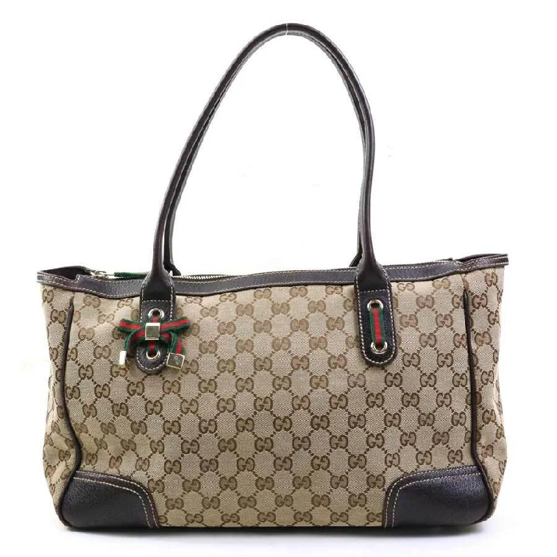 Women Gucci bags with a zip - around closure for securityGucci Gg Canvas Tote Shoulder Bag