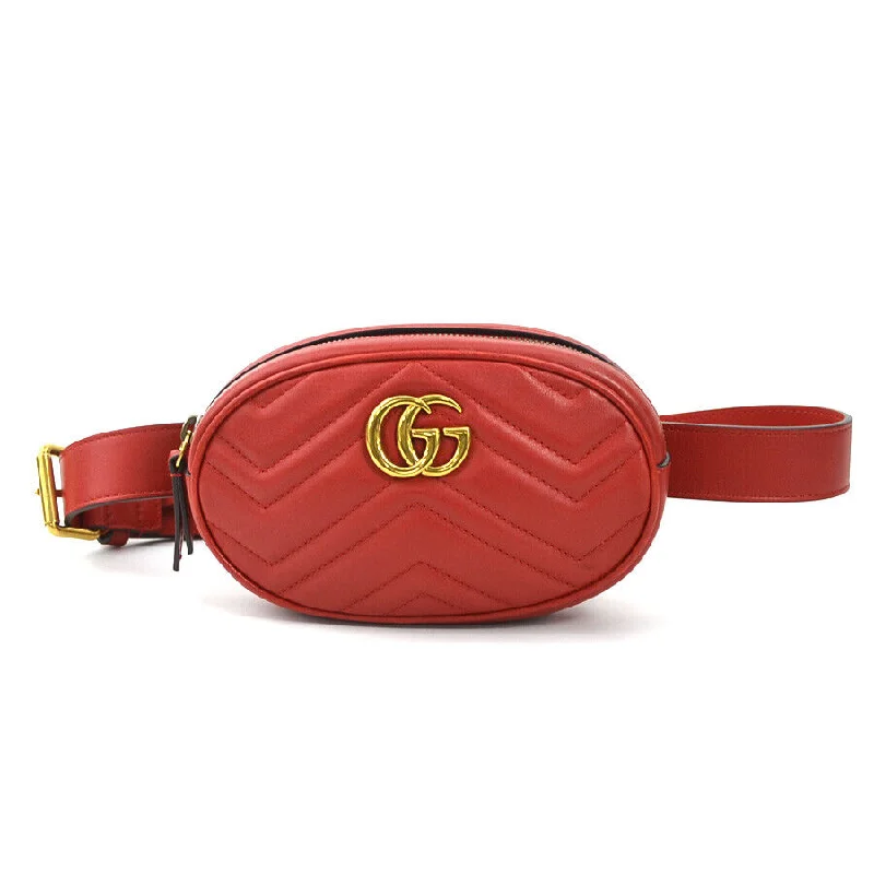 Women Gucci bags with a detachable mobile phone holderGucci Gg Marmont Waist Bag Belt Red