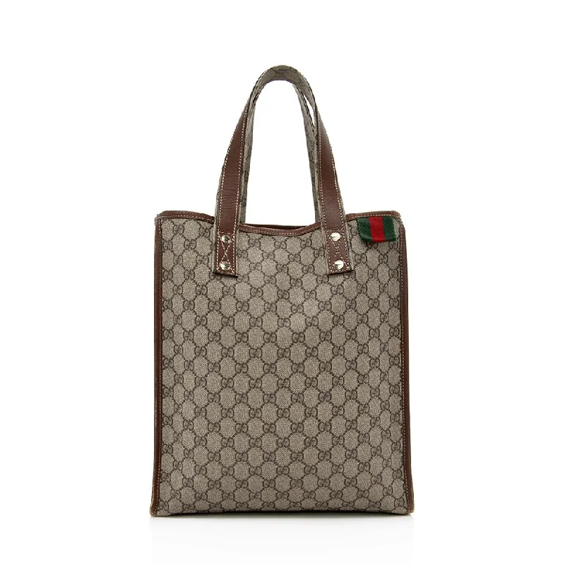 Ladies Gucci shoulder bags with a magnetic - closure flapGucci GG Plus Web Loop N/S Shopping Tote (SHF-13856)