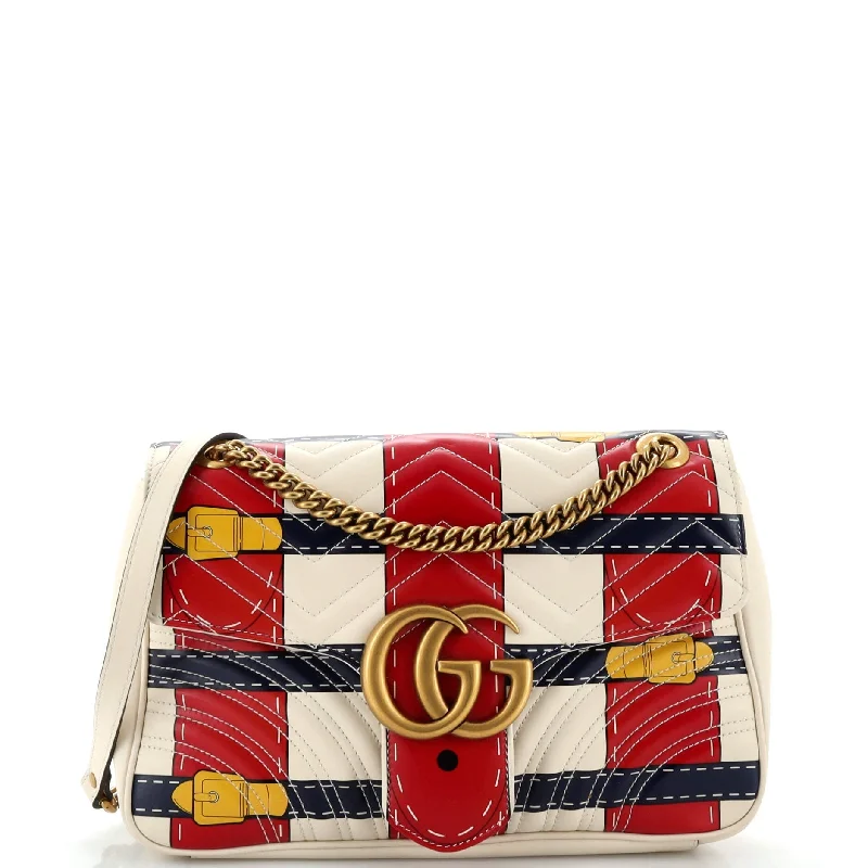 Small - sized Women Gucci shoulder bags for evening outingsGucci Gg Marmont Flap Bag Trompe L'Oeil