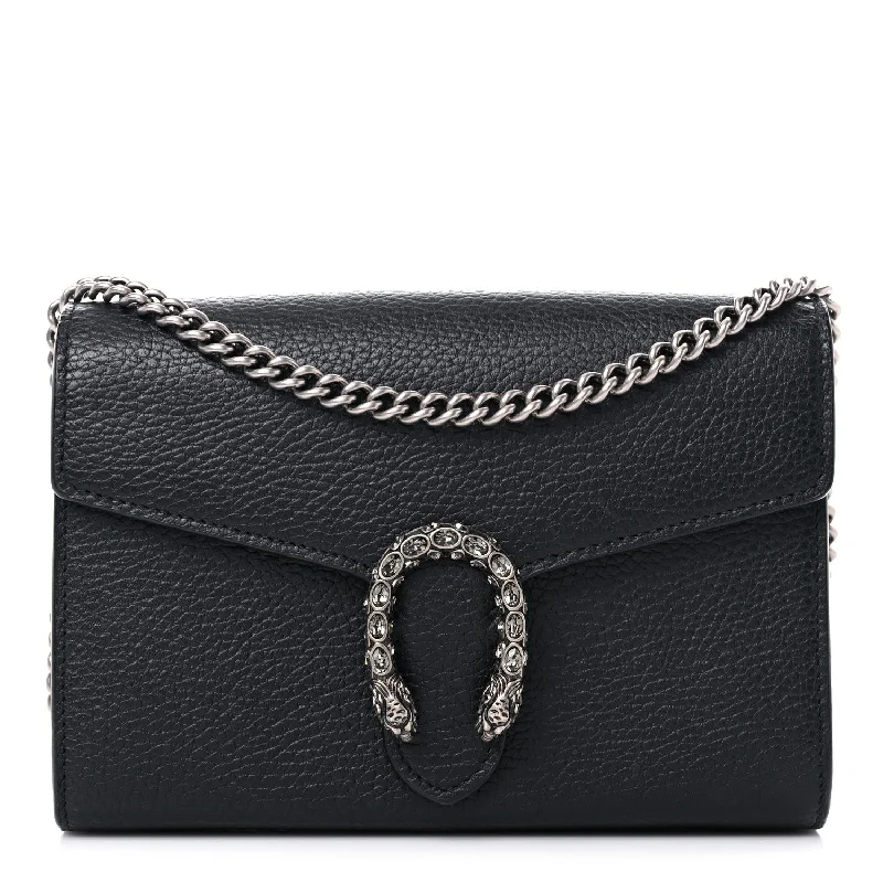 Women Gucci bags with a front - zip pocket for small itemsGUCCI DIONYSUS LEATHER MINI CHAIN BAG