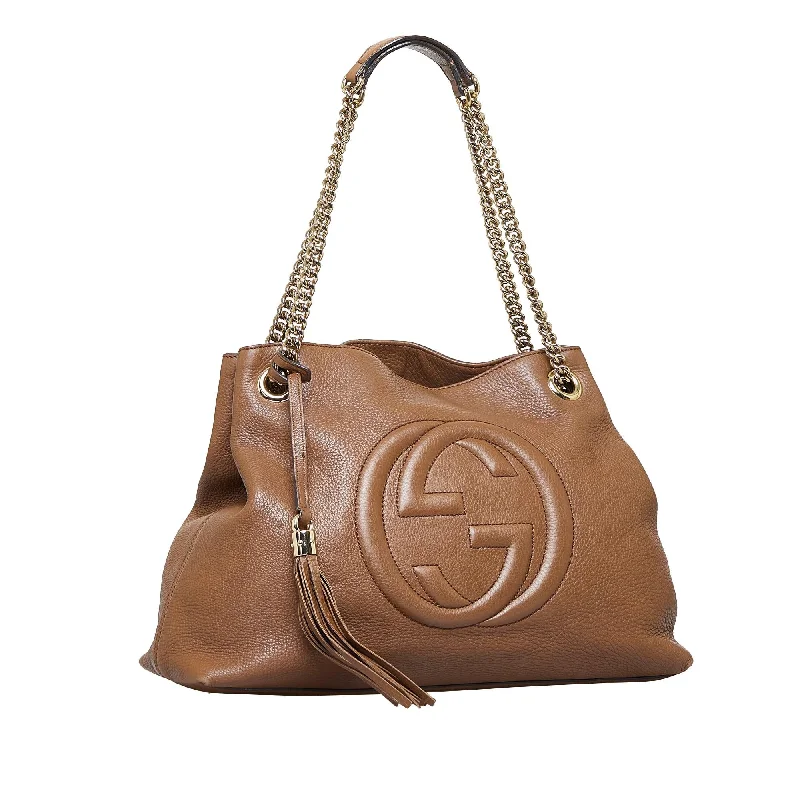 Women Gucci bags with a chain - link trim and a leather bodyGucci Soho Cellarius Chain Tote (SHG-rEOk1E)