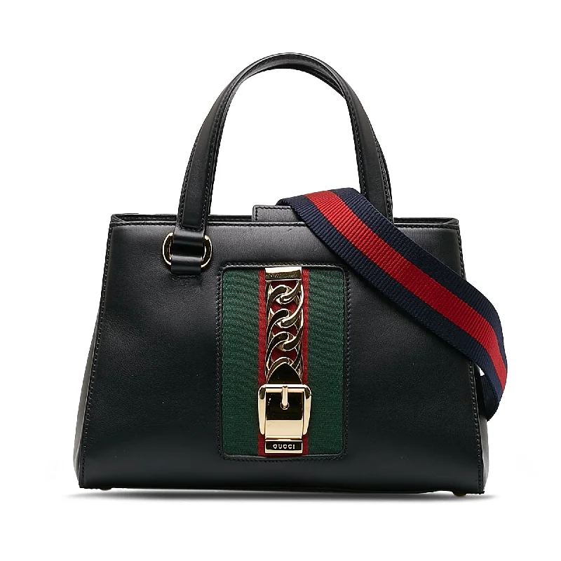 Women Gucci crossbody bags with a keychain holderGucci Sylvie Web Black Leather