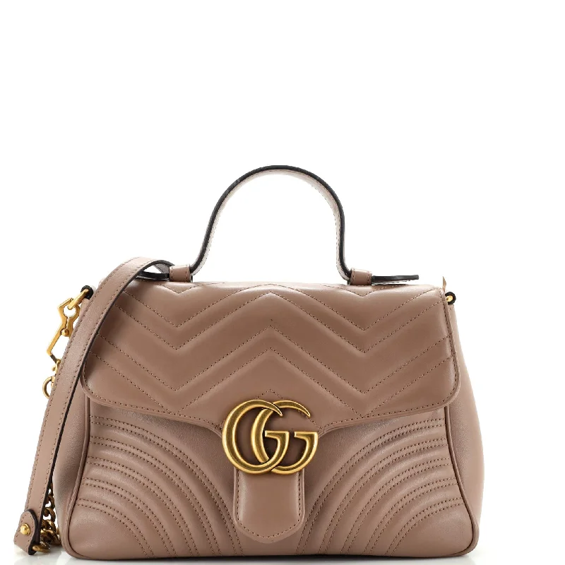 Women Gucci bags with a zippered interior pocketGucci Gg Marmont Top Handle Flap Bag