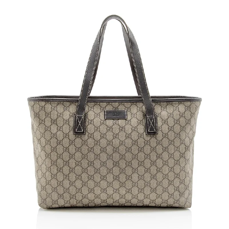 Women Gucci Sylvie bags with a crystal - embellished web stripeGucci GG Supreme Classic Medium Tote (SHF-13457)