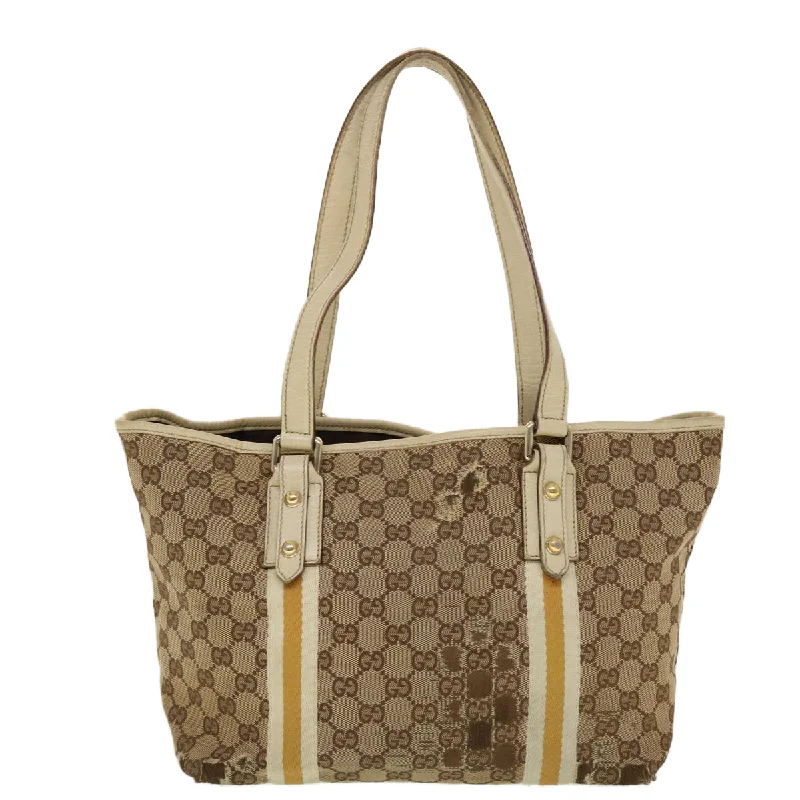 Women Gucci Sylvie bags with a detachable ribbon detailGUCCI GG Canvas Sherry Line Tote Bag Beige Orange yellow 137896  ti1129