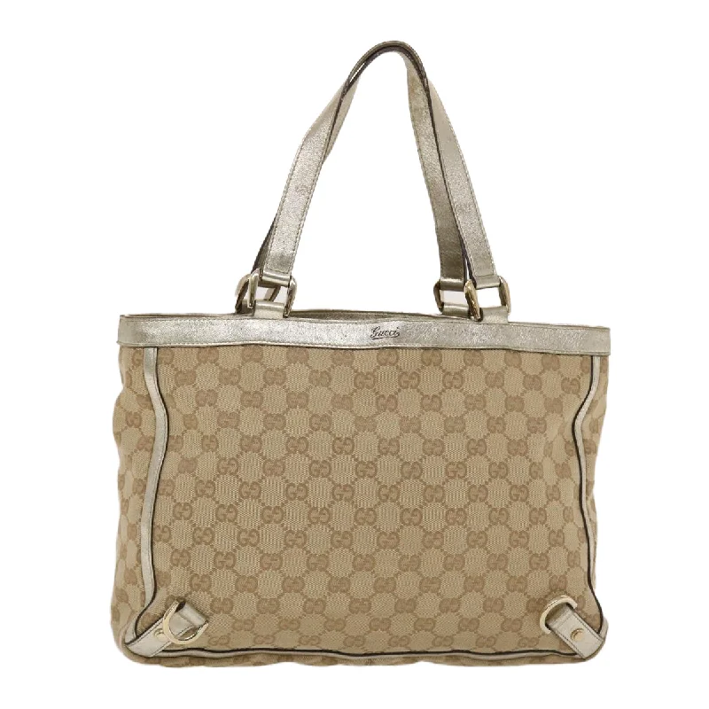 Women Gucci backpacks with a luxurious leather finishGUCCI GG Canvas Tote Bag Beige Gold  49062