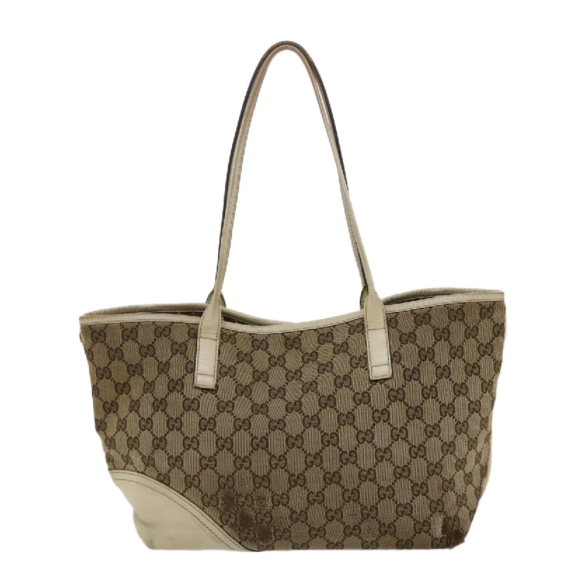 Women Gucci crossbody bags with a keychain holderGUCCI GG Canvas Tote Bag Beige White  49053