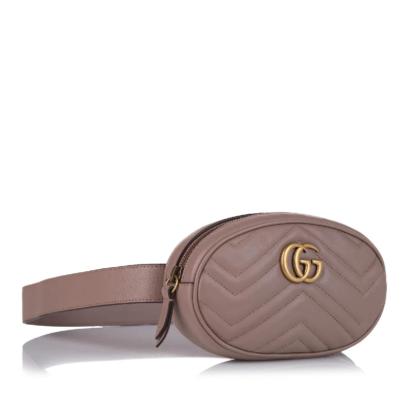 Gucci handbags for women with a back - zip pocketGucci GG Marmont Matelasse Leather Belt Bag (SHG-pWmlJw)