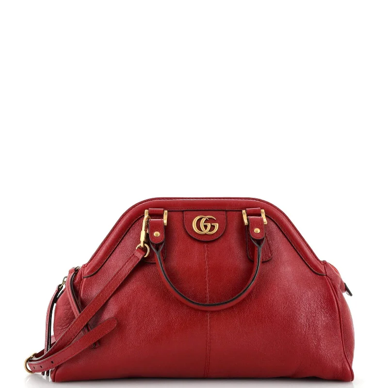 Women Gucci bags with a front - flap pocket for quick - access itemsGucci Re(Belle) Top Handle Bag Leather