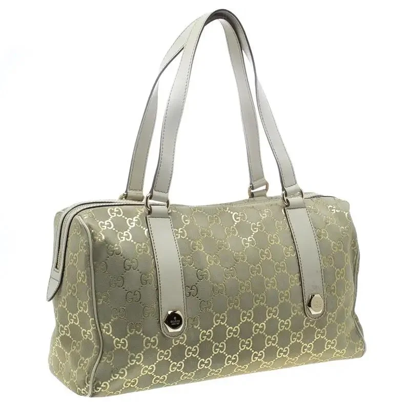 Women Gucci bags with a front - flap pocket for quick - access itemsGUCCI GOLD MONOGRAM BOSTON SATCHEL