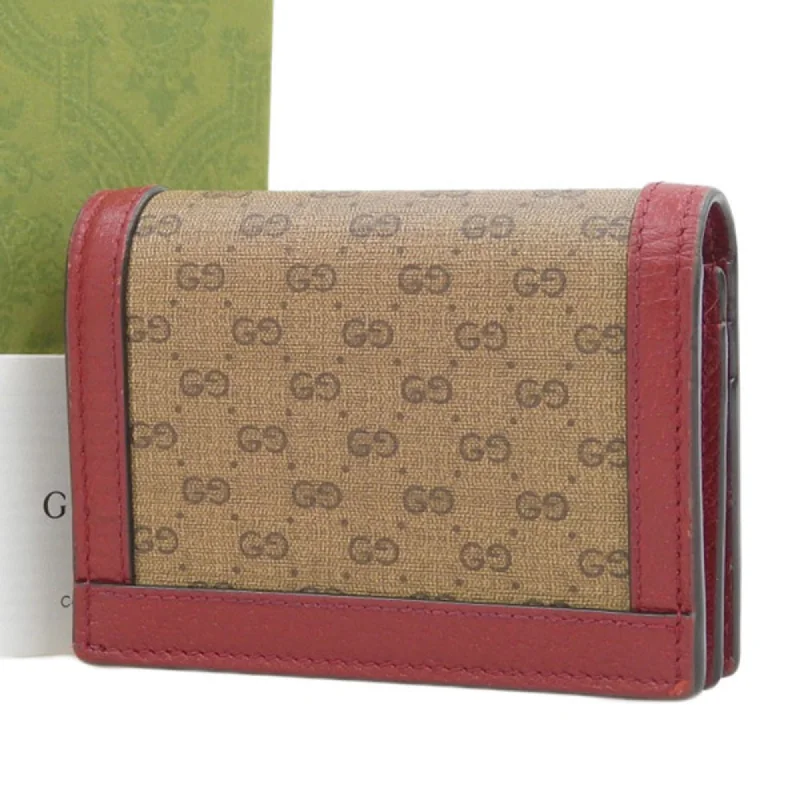 Women Gucci bags with a snap - button closure and a decorative charmGUCCI GG Supreme Bifold Wallet Doraemon Collaboration 647788 Brown Red Ladies