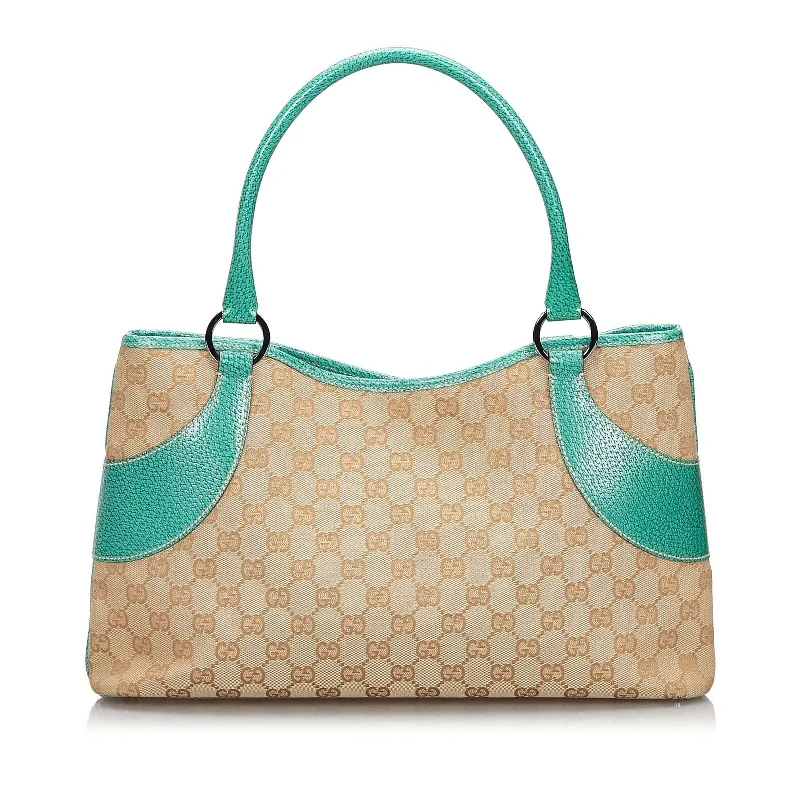 Women Gucci bags with interlocking G hardware for a classic lookGucci Brown Beige Canvas Fabric GG Tote Bag Italy