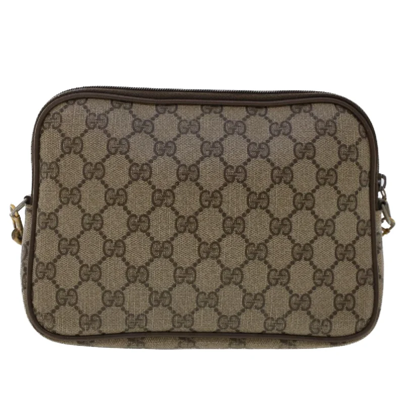 Women Gucci Sylvie bags with a monogram - embossed leatherGUCCI GG Canvas Shoulder Bag PVC Leather Beige  48136