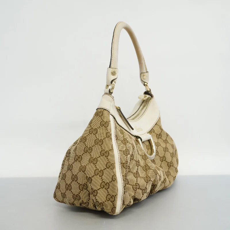 Women Gucci crossbody bags with a woven leather strapGUCCI  GG Canvas Handbag 190525 Women's Handbag Beige,White