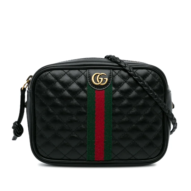 Women Gucci bags with a zip - around closure for securityGucci Trapuntata Camera Bag Mini Black Quilted Calfskin