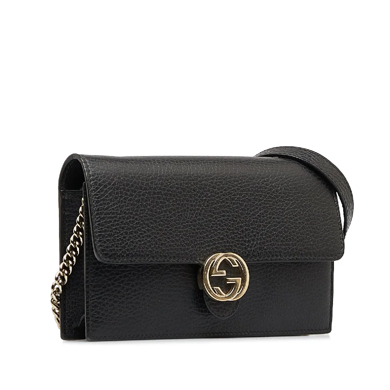 Gucci tote bags for women with a double - handle designGucci Interlocking G Wallet On Chain Black