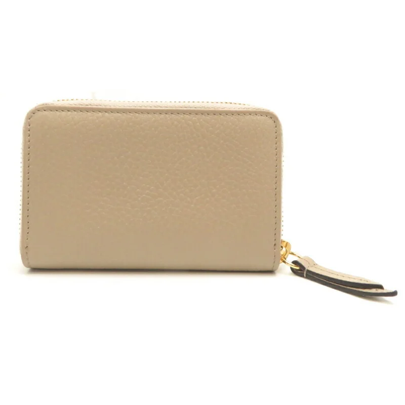 Gucci handbags for women with a patent - leather finishGUCCI Double G Zip Around Women's Coin Case 644412 Leather Beige