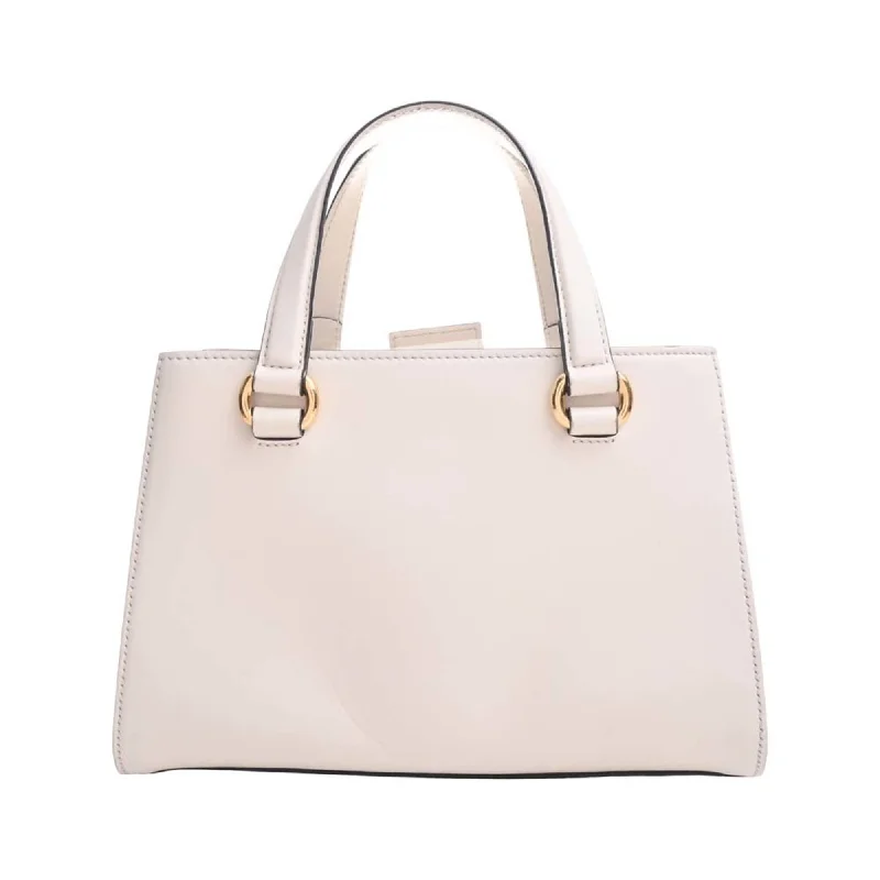 Women Gucci bags with a chain - link trim and a leather bodyGUCCI Leather Sylvie Handbag 460381 White Ladies