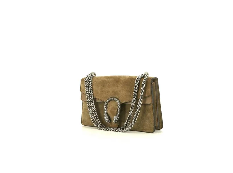 Women Gucci Sylvie bags with a monogram - embossed leatherGUCCI SUEDE DIONYSUS CHAIN BAG