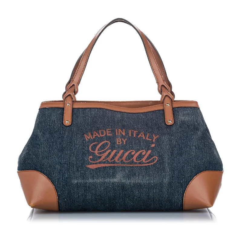 Ladies Gucci shoulder bags with a tassel decorationGucci Craft Denim Tote Bag (SHG-20460)