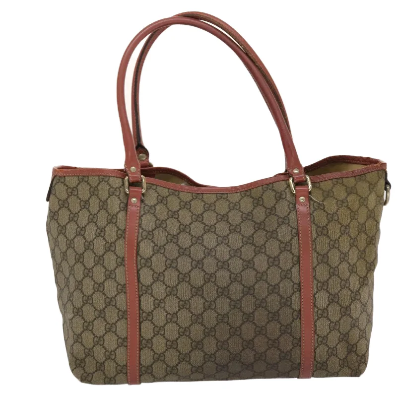 Women Gucci Sylvie bags with a monogram - embossed leatherGUCCI GG Canvas Tote Bag PVC Leather Beige Pink  49060