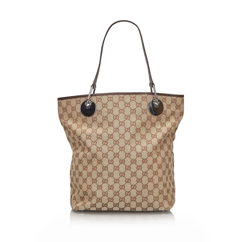 Ladies Gucci Dionysus bags with a star - shaped charmGucci Brown Beige Canvas Fabric GG Eclipse Tote Bag Italy