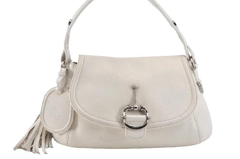 Ladies Gucci Dionysus bags with a star - shaped charmAuthentic GUCCI Bamboo Horsebit Shoulder Hand Bag Leather 240266 White 3189K